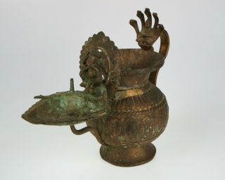 Antique Indian Asian Hindu Ganesha brass oil lamp 2