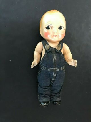 1920 - 40 Antique Buddy Lee Composition Doll In Overalls
