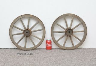 2x Vintage Old Wooden Cart Carriage Wagon Wheels Wheel - 41 Cm - Postage