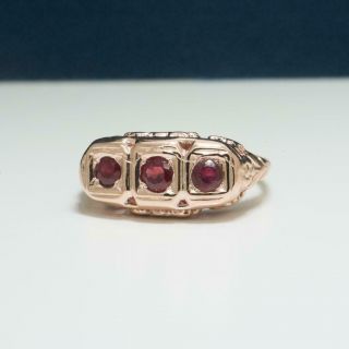 Lovely Vintage.  33ctw Ruby 14k Rose Gold/sterling Filigree Ring 3.  2g