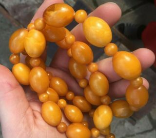 Antique Old Vintage Natural Baltic Amber Beads Neсklace Toffee Butterscotch 66gr