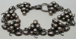Vintage Sterling Silver Chunky Grape Cluster Link 7 - 1/2 " Bracelet - 20 Grams