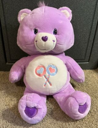 Vintage 2003 Tcfc Care Bears X - Large Purple Share Bear Lollipops Plush 24”