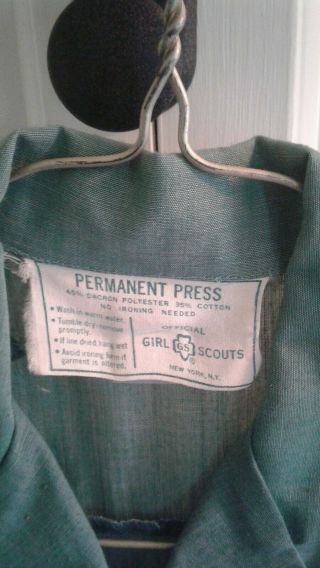 Vintage 1950 - 60 ' s GREEN GIRL SCOUT Uniform Girls Size 10 Dress With Patch & Pins 2