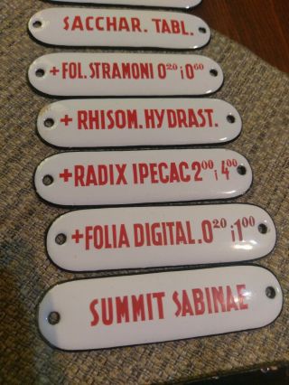 Set Of Ten Antique Pharmacy Metal Enamel Label Signs