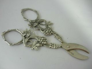 Stunning Small Vintage Italian Hallmarked Solid Silver Grape Scissors