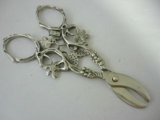 Stunning Small Vintage Italian Hallmarked Solid Silver Grape Scissors 2