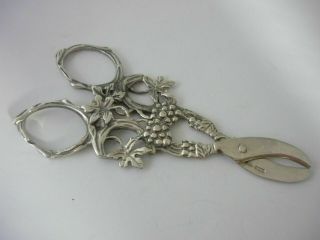 Stunning Small Vintage Italian Hallmarked Solid Silver Grape Scissors 3