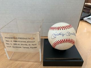 Mickey Mantle York Yankees Signed Autographed Baseball W/ticket 1989