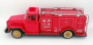 China Fire Engine Water Truck Friction Tin Toy Vintage