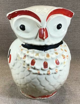 Vintage Hand Painted Ceramic Owl Cookie Jar 9.  5”