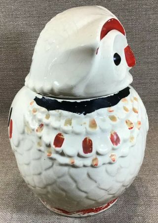Vintage Hand Painted Ceramic Owl Cookie Jar 9.  5” 2