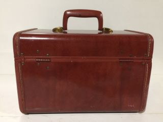 Vintage Samsonite Shwayder Bros Leather Cosmetic Travel Suitcase Red Brown