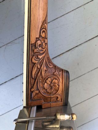 Antique Vintage Lange Orpheum Banjo 5 String Open Back Carved Heel with Case 3