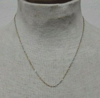 Vintage Italy 14k 2 - Tone Rose & White Gold 18 " Twisted Chain Necklace Dainty