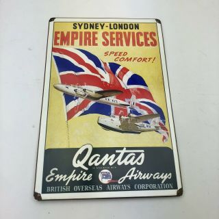 Qantas Empire Airways Metal Sign Vintage Style Sydney London 11.  5 X17.  5 Wall Art