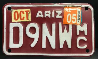 Vintage Arizona Motorcycle License Plate Mc 50s 60s 70s 80s Ariz Az “d9nw”
