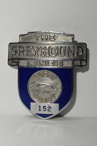 Vintage 1940’s Greyhound Dog Bus Lines Coast To Coast Enameled Drives Hat Badge