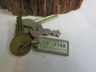 Vintage 1949 Kansas Disabled American Veterans Dav Mini License Plate Key Tag Rp