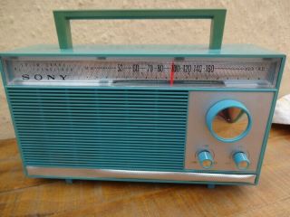 Vintage Sony 6 Transistor Radio Turquoise Tr - 627 1950s Japan Parts Repair