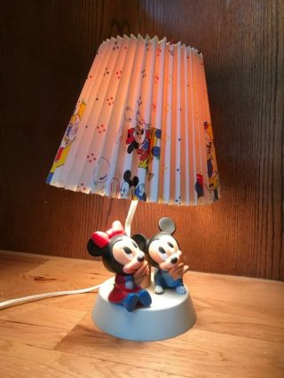 Vintage 1984 Disney Baby Mickey Minnie Mouse Nursery Lamp Lampshade