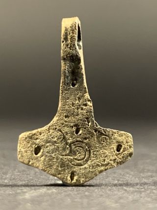 Very Rare Ancient Viking Norse Silver Thors Hammer With Detail Circa 800 - 1000ad