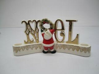 Vintage Christmas Holt Howard Noel Santa Hanging Wreath Candle Holder C1950s