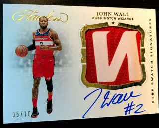 5/10 John Wall 2018 - 19 Flawless Autograph Auto Game Worn Patch Wizards