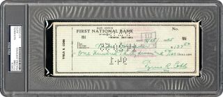 Tyrus Ty Cobb Auto Autographed Signed Check Document Encapsulated - Psa/dna