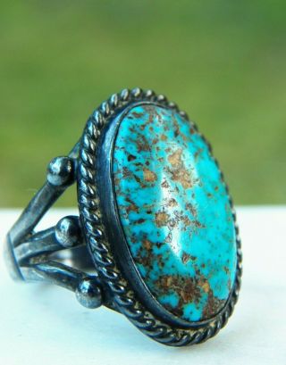 Vintage Sterling Silver Southwestern Turquoise Ring Size 7