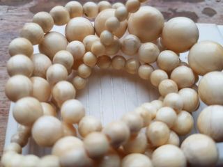 Antique Vintage Chinese Bovine Bone Beads Necklace 31 "