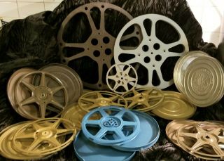 Vtg Empty Movie Film Metal Reels Spools Canisters Decor Display Devry Harwoodlot