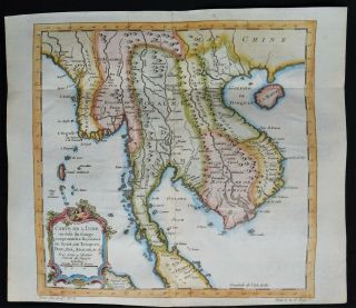 Thailand,  Vietnam,  Laos,  Cambodia,  Myanmar,  map by Bellin,  1750,  Carte.  Siam 2