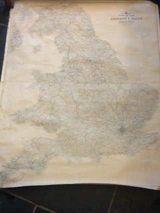 Large Vintage Linen Backed Map Of England And Wales