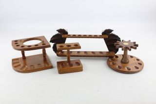 4 X Assorted Vintage Wooden Pipe Stands Inc.  Decorative