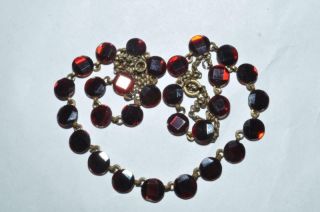 Fabulous Vintage Red Vauxhall Glass Mirrorback Necklace