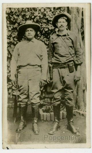 Vintage 1910s Rppc Postcard Photo Mexico Mexican Revolution Soldiers Photograph