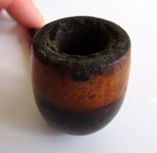 Vintage Briar Wooden Smoking Pipe with amber stem in case 2