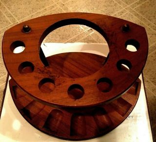 Vintage Mid Century Wooden Wood Stand Holder For 7 Smoking Pipes Rack Only