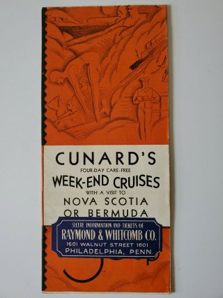 Cunard Steam Ship Mauretania 1931 Weekend Cruise Brochure Advertising
