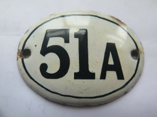 Old Enamel House Street Letter Box Number Sign Vintage 1920s No 51a