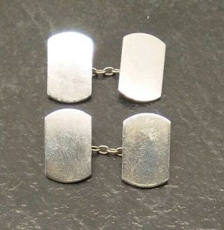 Old Vintage Solid Silver Chain Linked Cufflinks.