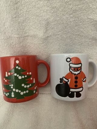 Set Of 2 Vintage Waechtersbach Ceramic Christmas Coffee Mug Cups W.  Germany