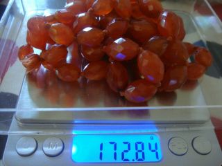 Antique Old Strand Of Long Natural Faceted Scottish Carnelian Agate Beads 50ins