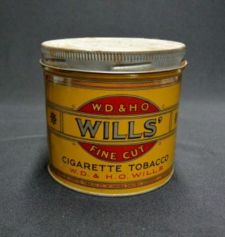 Vintage Wills Fine Cut Cigarette Tobacco Tin,  Imperial Tobacco Co,  Montreal
