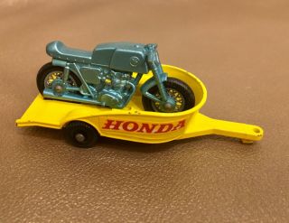 Vintage Diecast Lesney Matchbox Car 38 Honda Trailer W/ Motorcycle
