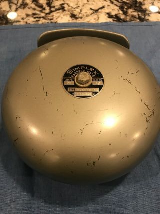 Vintage Simplex Fire Alarm Bell 9” Diameter