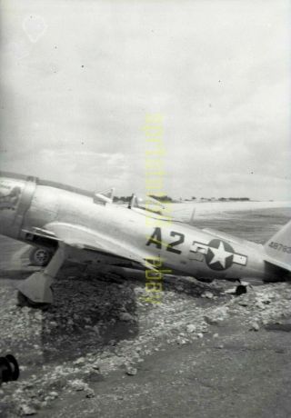 Us Navy Fighter Plane W/ Nose Art - C1945 - World War 2 Wwii - Vintage Negative