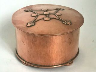 Antique Arts & Crafts Handmade Hammered Copper Trinket Box - C.  1900 - 1920