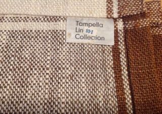 6 Vtg MCM Tampella Linen Placemats Finland Brown And White 3